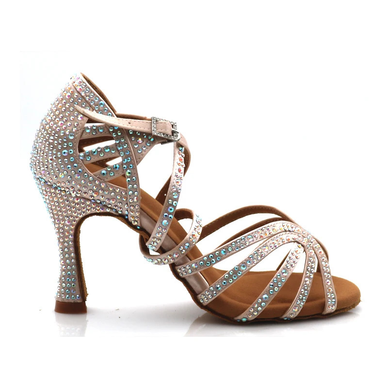 Ayollar tango salsa lotin raqs poyafzallari bal zali raqs poyafzallari ayollar yumshoq taglik sandallari ayollar toʻy poyafzallari Rhinestone raqs poyabzallari