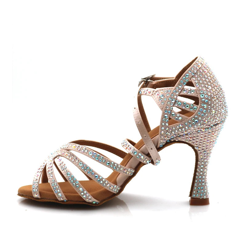 Ayollar tango salsa lotin raqs poyafzallari bal zali raqs poyafzallari ayollar yumshoq taglik sandallari ayollar toʻy poyafzallari Rhinestone raqs poyabzallari