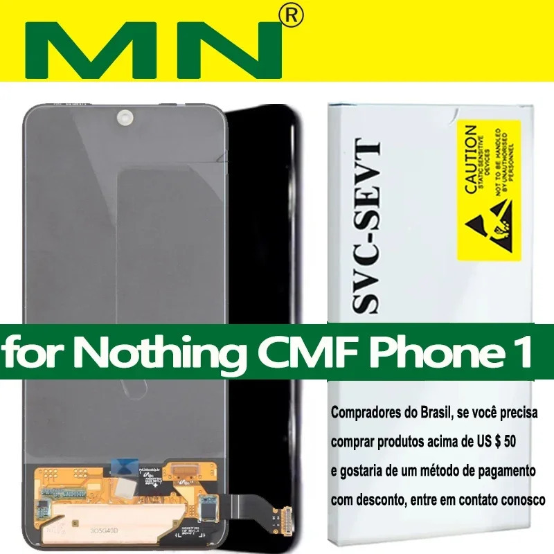 CMF 1 telefon LCD displey uchun original 6,67 dyuymli AMOLED 120Hz sensorli ekranli raqamlashtiruvchi yigʻilishni taʻmirlash ehtiyot qismlari