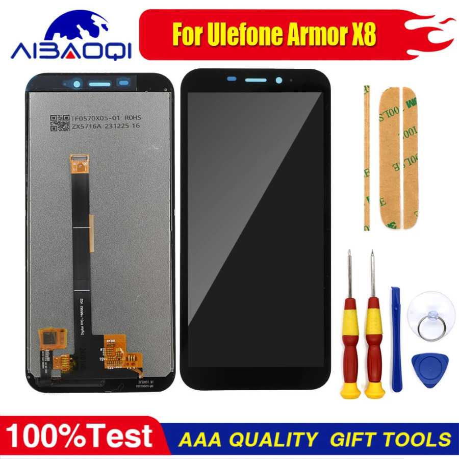 Ulefone Armor X8 telefonini almashtirish uchun yangi original displeyni demontaj qilish vositasi va 3M elim