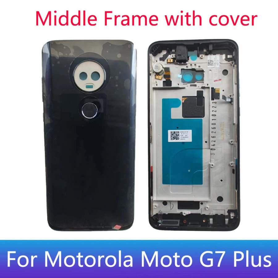 Motorola Moto G7 Plus uchun oʻrta ramkali LCD panelli uyali telefon korpuslari, qopqoqli metall oʻrta ramka taʻmirlash qismlari