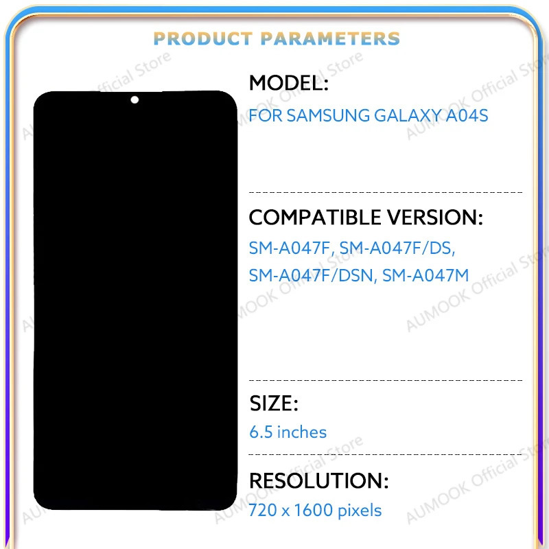 Для Samsung Galaxy A04s ЖК-дисплей, сенсорный экран, дигитайзер в сборе, панель A047F A047M, запасные части для ЖК-экрана телефона