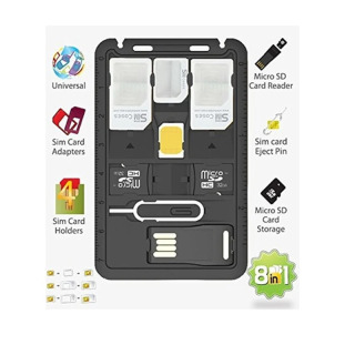 Hammasi 1 ta universal mini SIM-karta adapterli saqlash qutisi TF-kartani oʻquvchi va SIM-karta tepsisi bilan