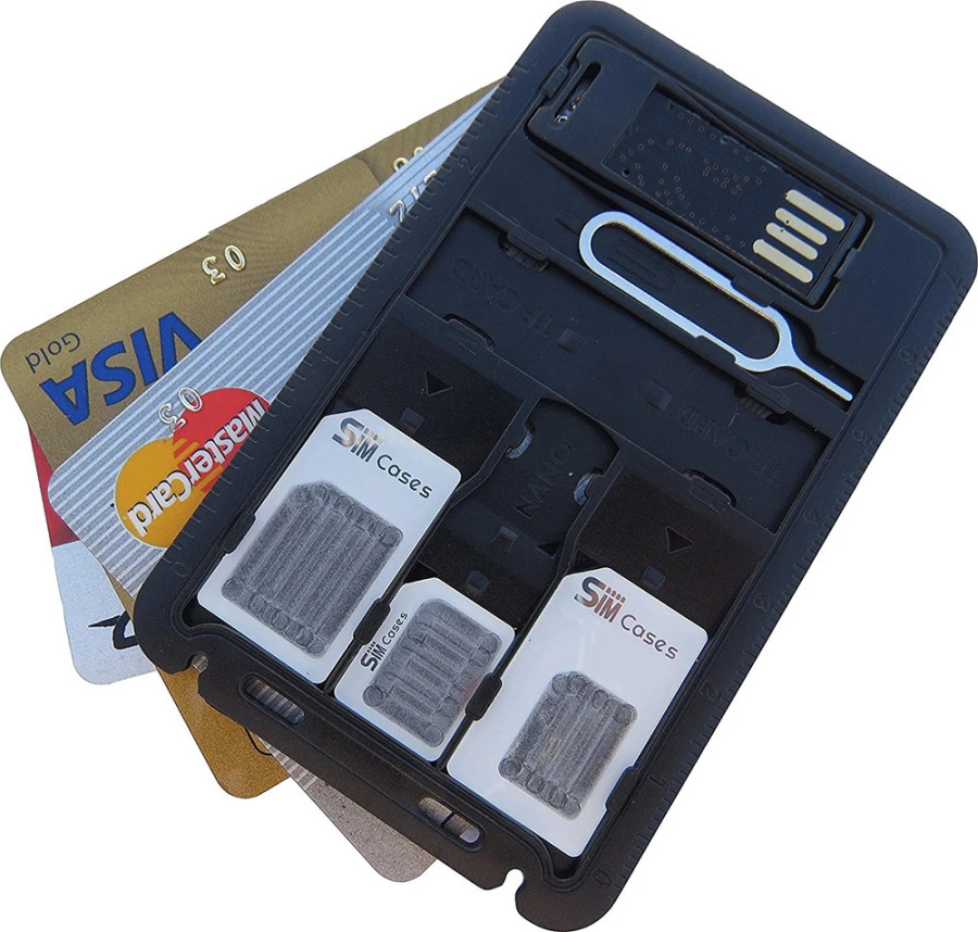 Hammasi 1 ta universal mini SIM-karta adapterli saqlash qutisi TF-kartani oʻquvchi va SIM-karta tepsisi bilan