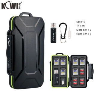 SD, SDHC, SDXC, Micro SD, TF, Micro SIM, Nano SIM xotira kartalari uchun suv oʻtkazmaydigan ushlagich