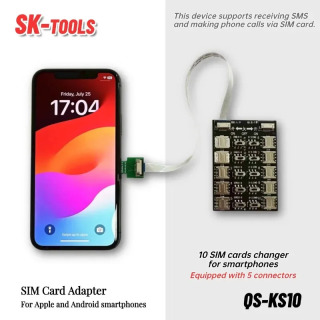 Универсальный адаптер-чейнер для SIM-карт на 10 слотов для Android и Apple (расширение на 10 карт)